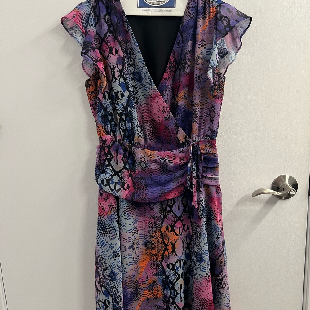 Multicolor Snake Print Wrap Dress